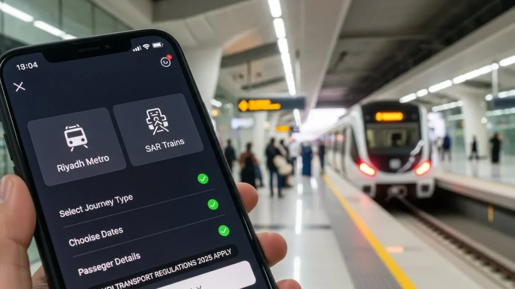 صورة توضح أنواع قطار الرياض وتشمل مترو الرياض الحديث وقطارات سار السريعة لخدمة التنقل اليومي والسفر بين المدن