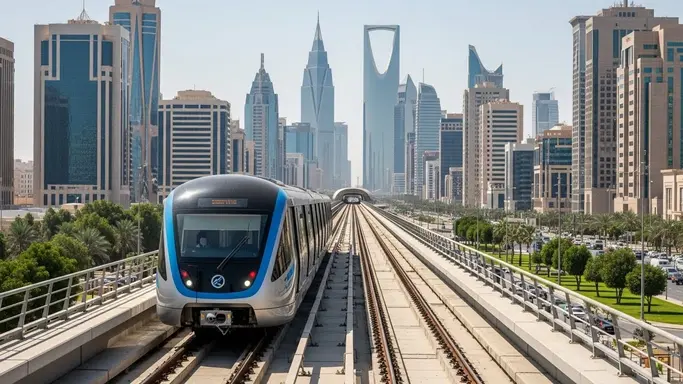 خريطة توضح مسارات قطار الرياض الستة والمحطات الرئيسية