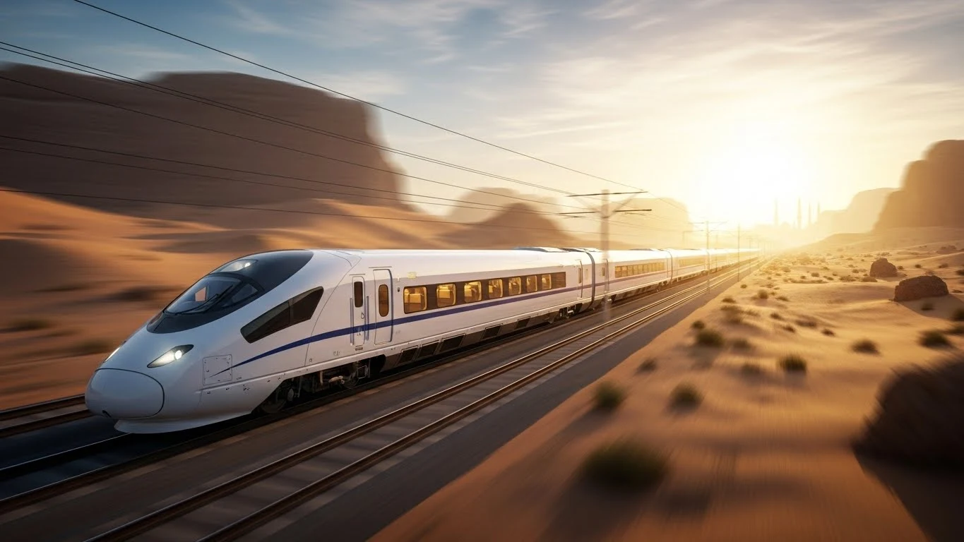 قطار الحرمين السريع يمر بين مكة والمدينة