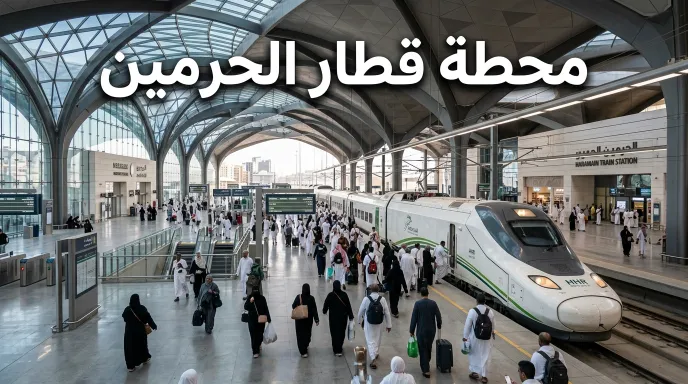 محطة قطار الحرمين مع وصول القطار السريع