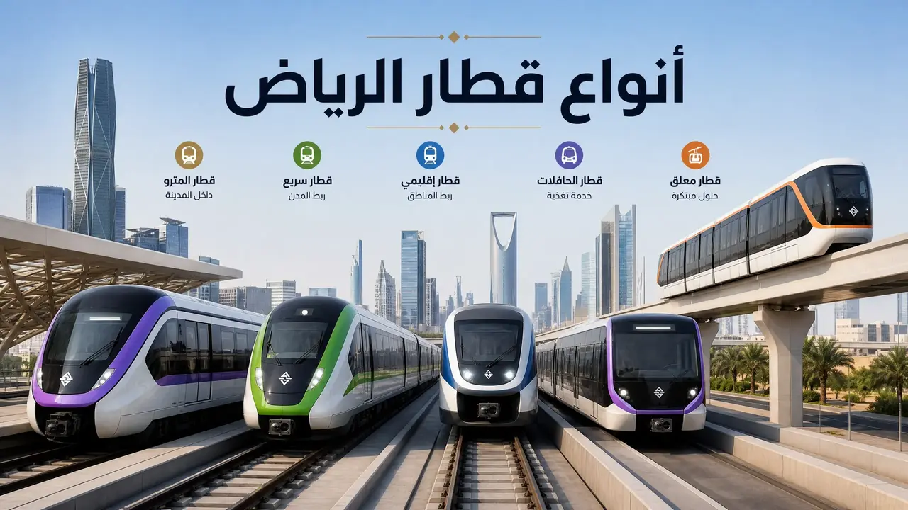 أنواع قطار الرياض المختلفة تشمل المترو والقطارات الحديثة داخل المدينة