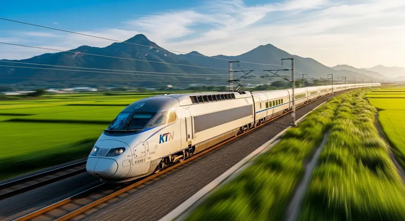 قطار بوسان قطار بوسان السريع يمر عبر الريف الكوري الخلاب بين سيول وبوسان