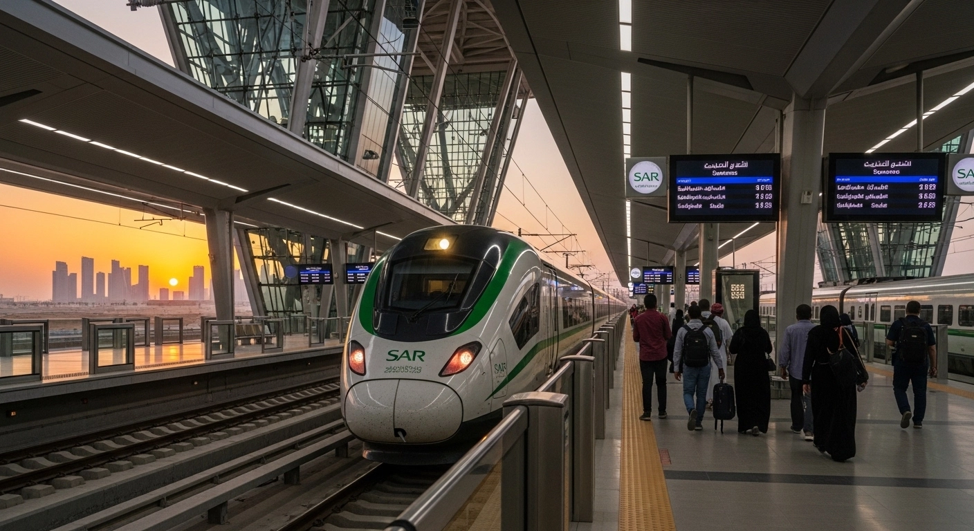 قطار سار الدمام الخطوط الحديدية السعودية SAR أثناء تشغيل قطار حديث بين مدن المملكة