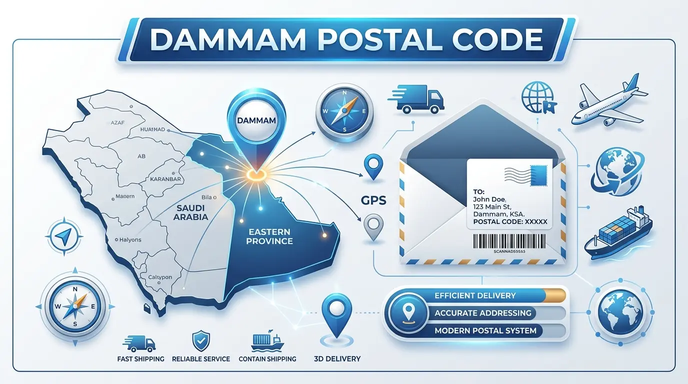 Dammam postal code Dammam Postal Code for shipping, mailing, and National Address services