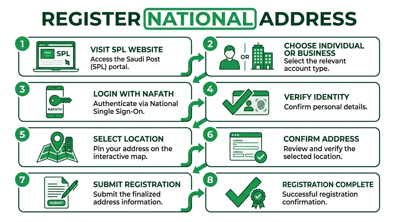 Register National Address Register National Address for businesses using Commercial Registration (CR) in Saudi Arabia