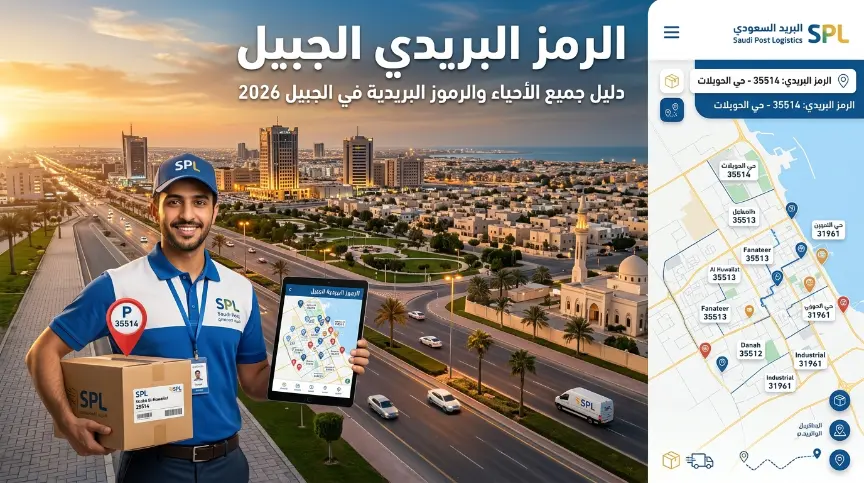 خريطة توضح الرمز البريدي الجبيل وأهم أحياء مدينة الجبيل