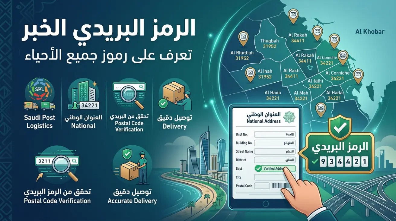 الرمز البريدي الخبر حسب الأحياء مع خريطة مدينة الخبر والعنوان الوطني