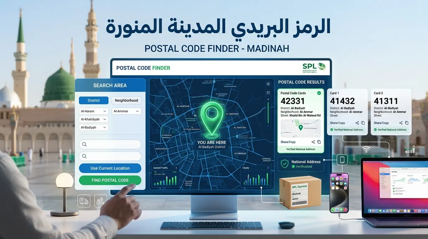 استخدام الرمز البريدي المدينة المنورة في الشحن والتجارة الإلكترونية والعنوان الوطني داخل المملكة العربية السعودية