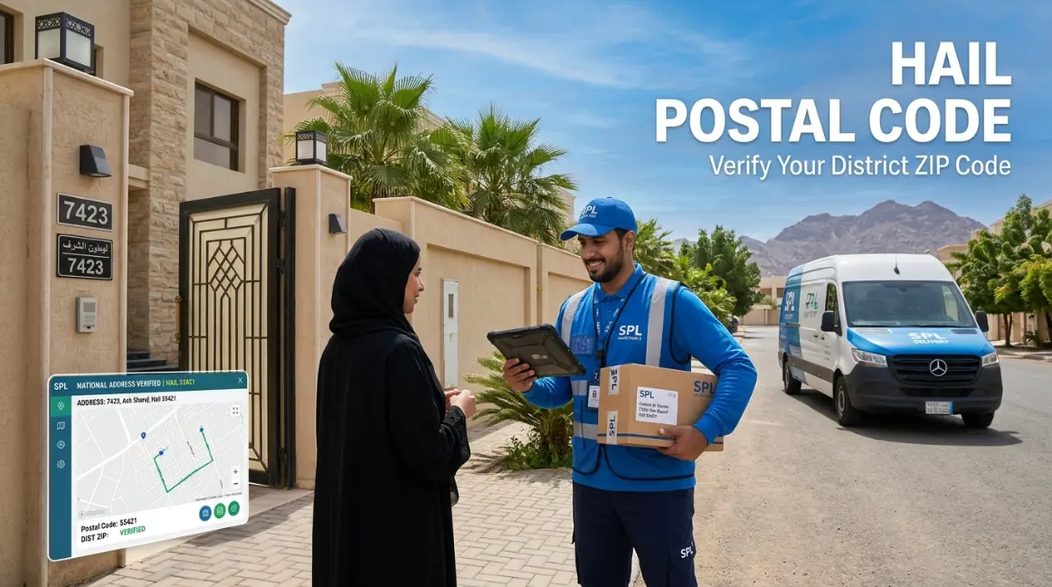 Hail Postal Code Hail Postal Code with Saudi National Address and SPL parcel delivery for accurate shipping and address verification.