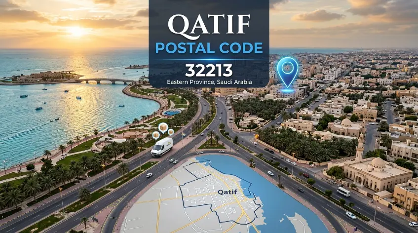 Qatif Postal Code guide showing Qatif city and postal code location