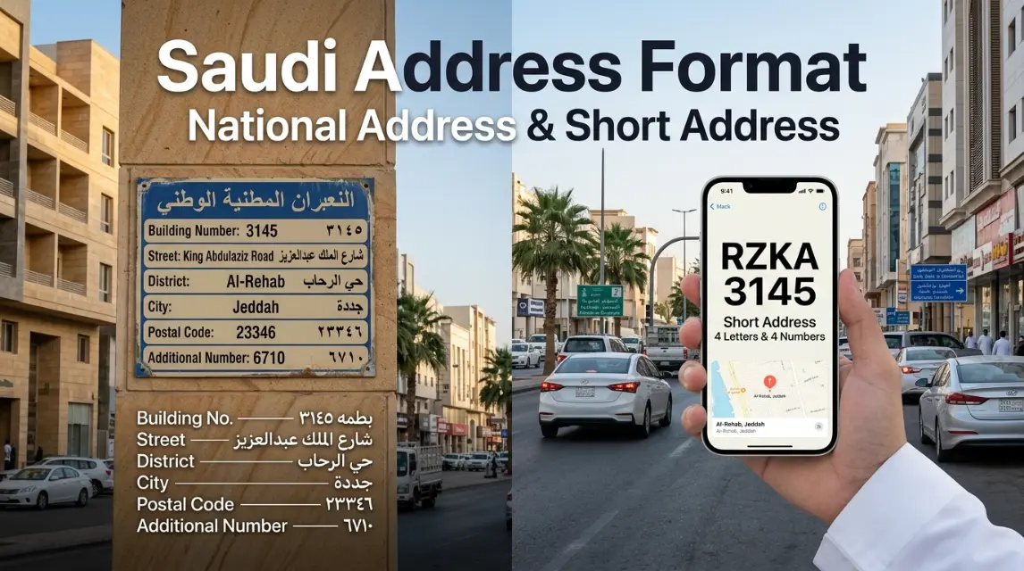Saudi Address Format showing the Saudi National Address components