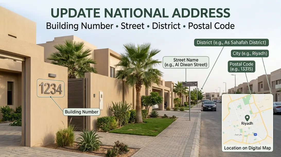 Update National Address Update National Address in Saudi Arabia using a smartphone and digital map