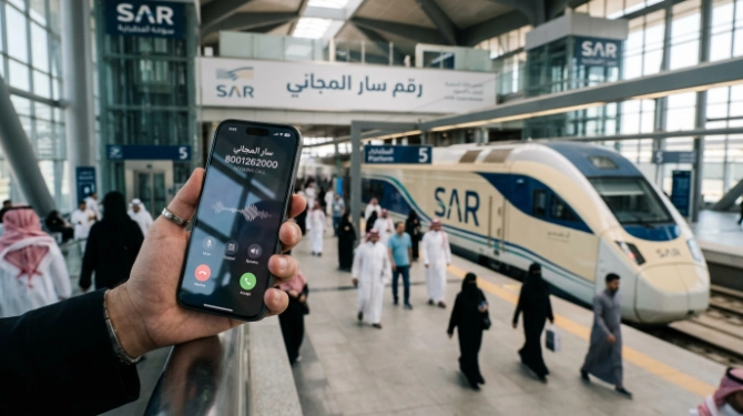موظف خدمة عملاء سار يجيب على استفسارات المسافرين عبر رقم سار المجاني